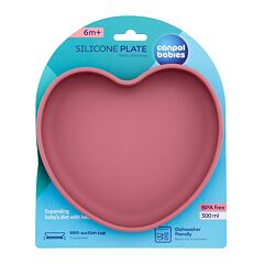 Zdjelica Canpol babies Silicone Suction Plate Heart Pink 300 ml