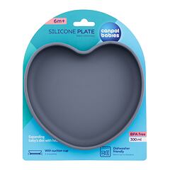 Zdjelica Canpol babies Silicone Suction Plate Heart Grey 300 ml